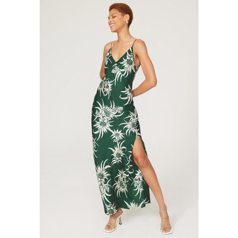 Rag & Bone Green Larissa Slip Dress Size 4 with Discoloration and Seam Ripped